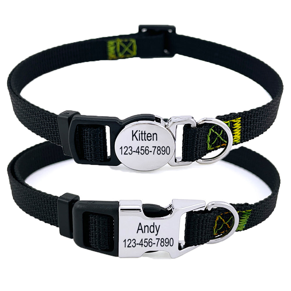 Personalized Nylon Cat Collar 2 Pack Set