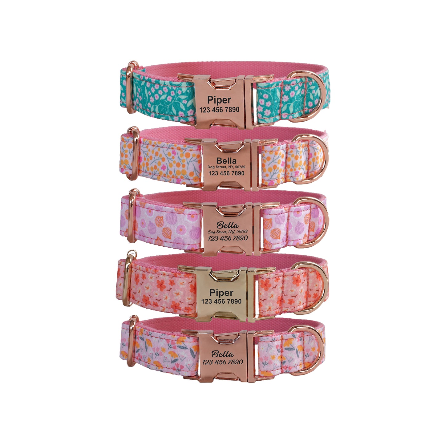 Pink Fower Custom Dog Collars, Personalized Puppy Collar, Bowtie, Leash