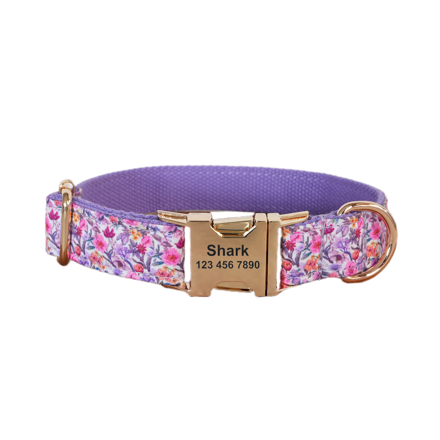 Purple Fower Personalized  Dog Collars,Custom Puppy Collar, Bowtie, Leash
