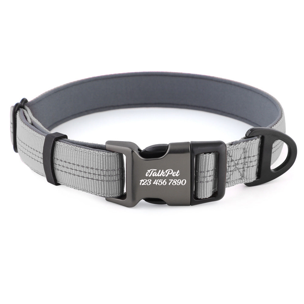 Comfortable Adjustable Reflective Dog Collar - Engravedable