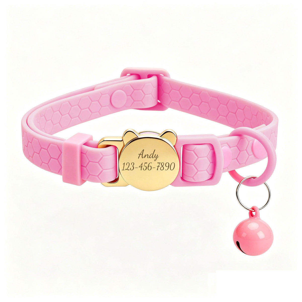 Personalized Waterproof Cat Collar with Bell & Engraved Metal Buckle