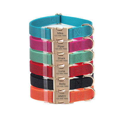 Customized Nylon Reflective Dog Collar Engravable Pet Collar