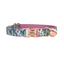 Blue Flower Personalized Cat Collar with Bowtie Free Engraved