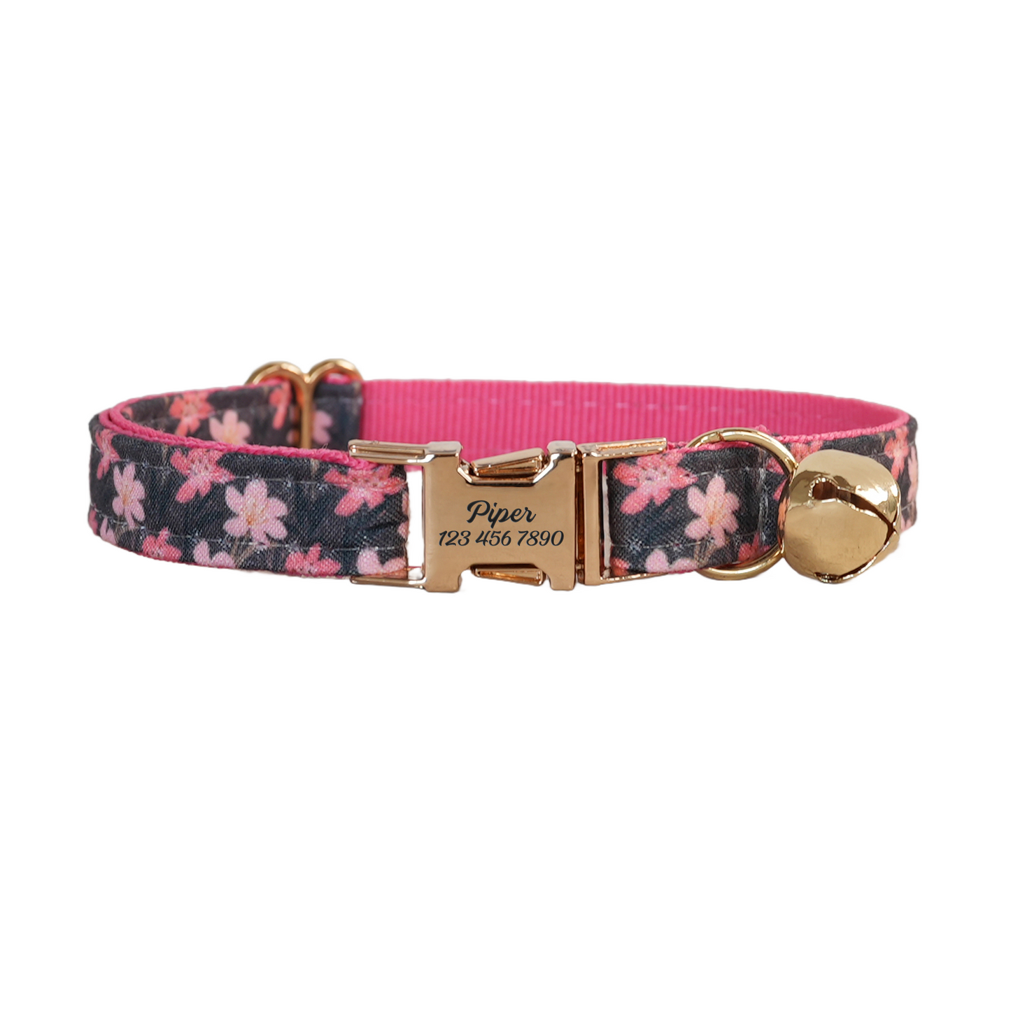 Purple Flower Personalized Cat Collar with Bowtie Free Engraved