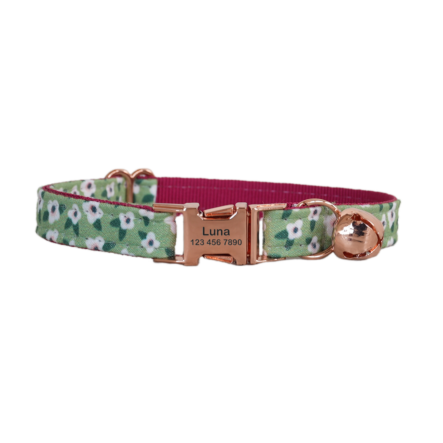 Personalized Green Cat Collar with Bowtie Free Engraved