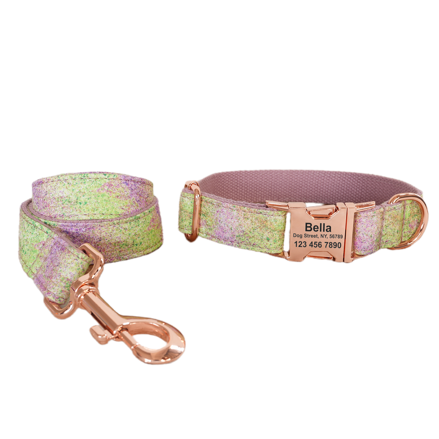 Purple Fower Personalized  Dog Collars,Custom Puppy Collar, Bowtie, Leash