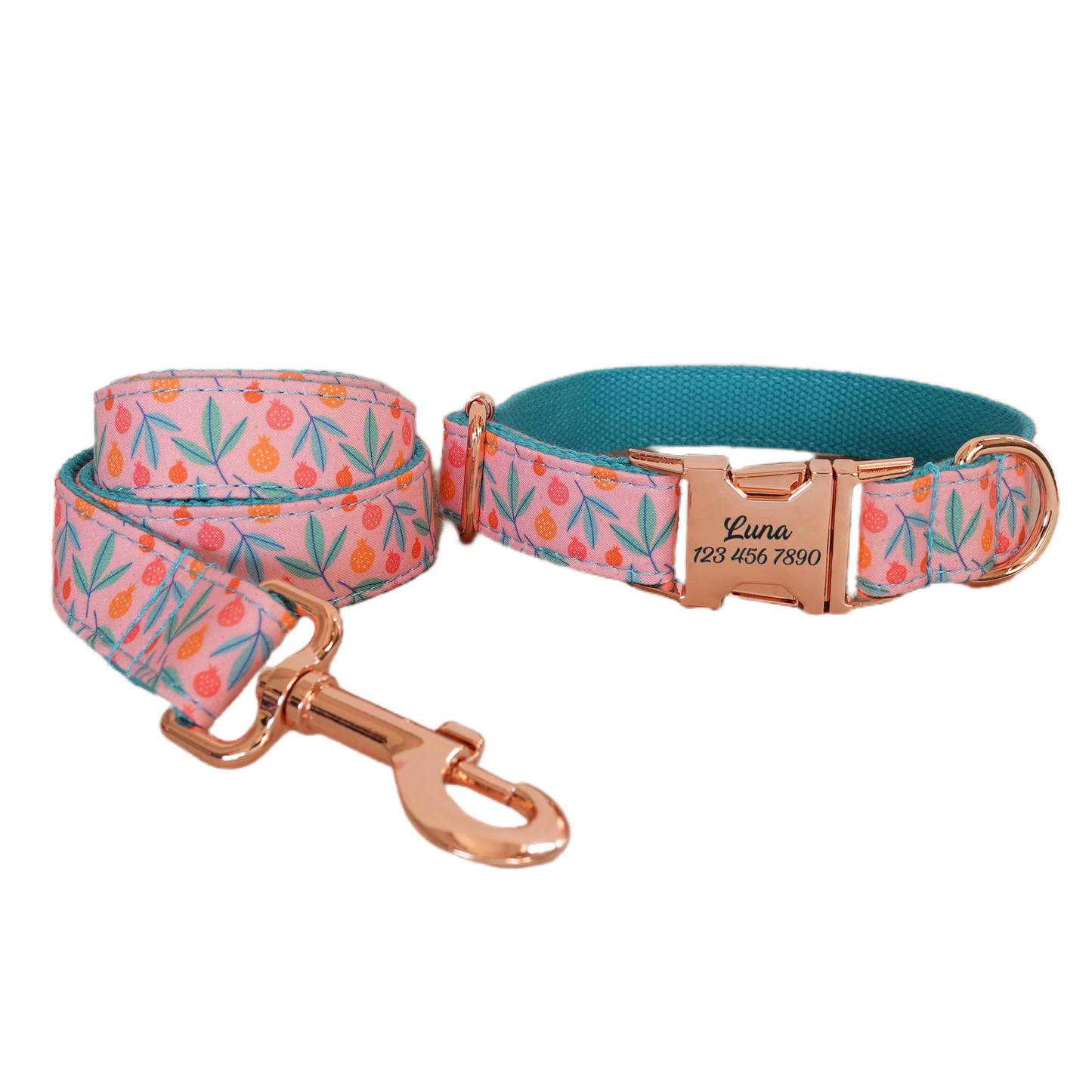 Pink Flower Personalized  Dog Collars,Custom Puppy Collar, Bowtie, Leash