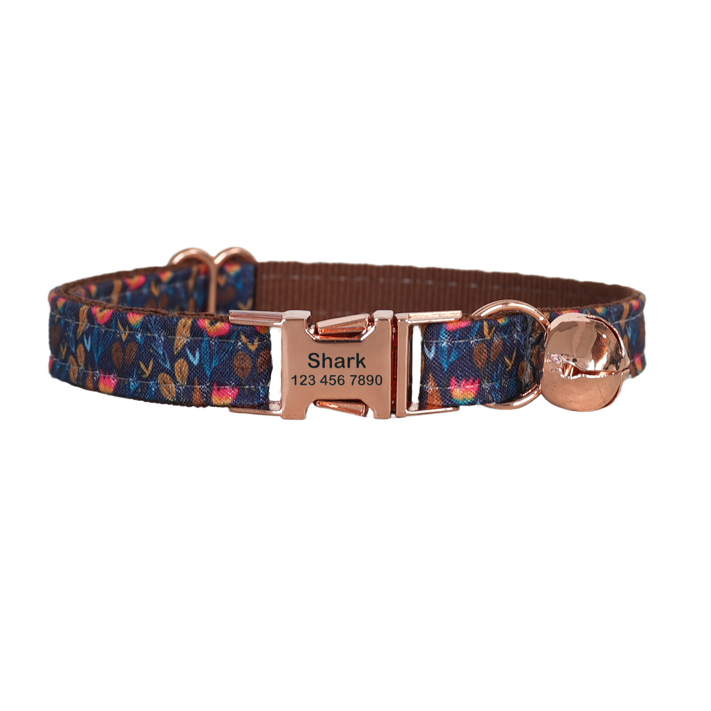 Purple Flower Personalized Cat Collar with Bowtie Free Engraved