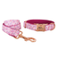 Pink Flower Personalized  Dog Collars,Custom Puppy Collar, Bowtie, Leash