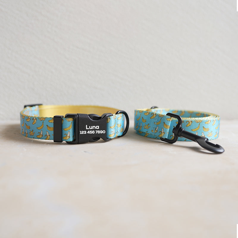Fruit Cute Personalized Dog Collar Plastic Buckle, Custom Pet Collar Bow Tie, Leash