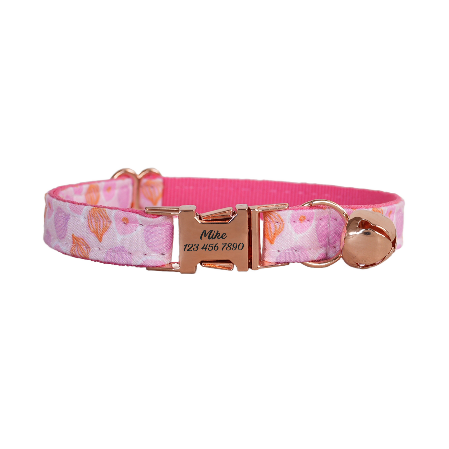 Pink Flower Personalized Cat Collar with Bowtie Free Engraved