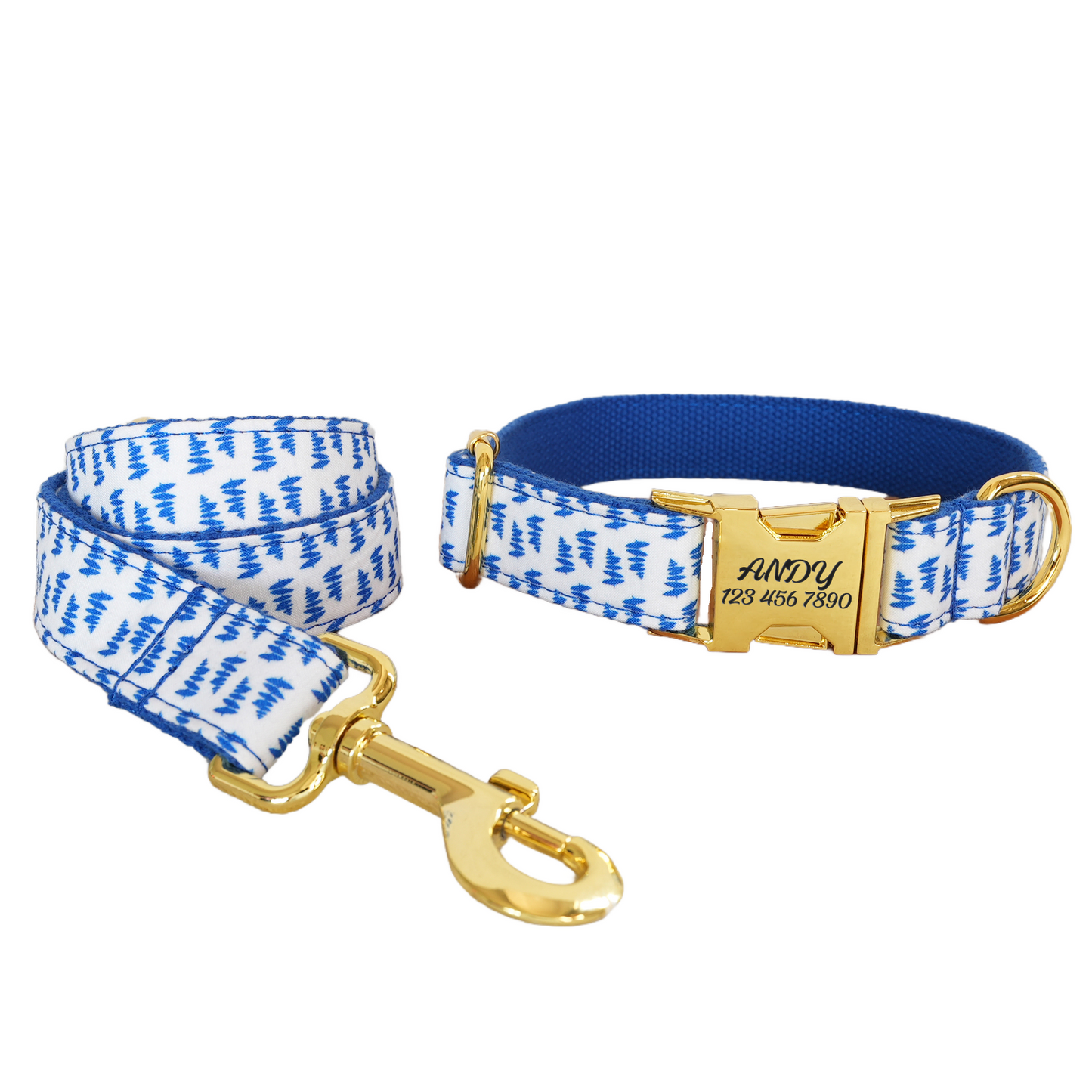 Blue Fower Custom Dog Collars, Personalized Puppy Collar, Bowtie, Leash