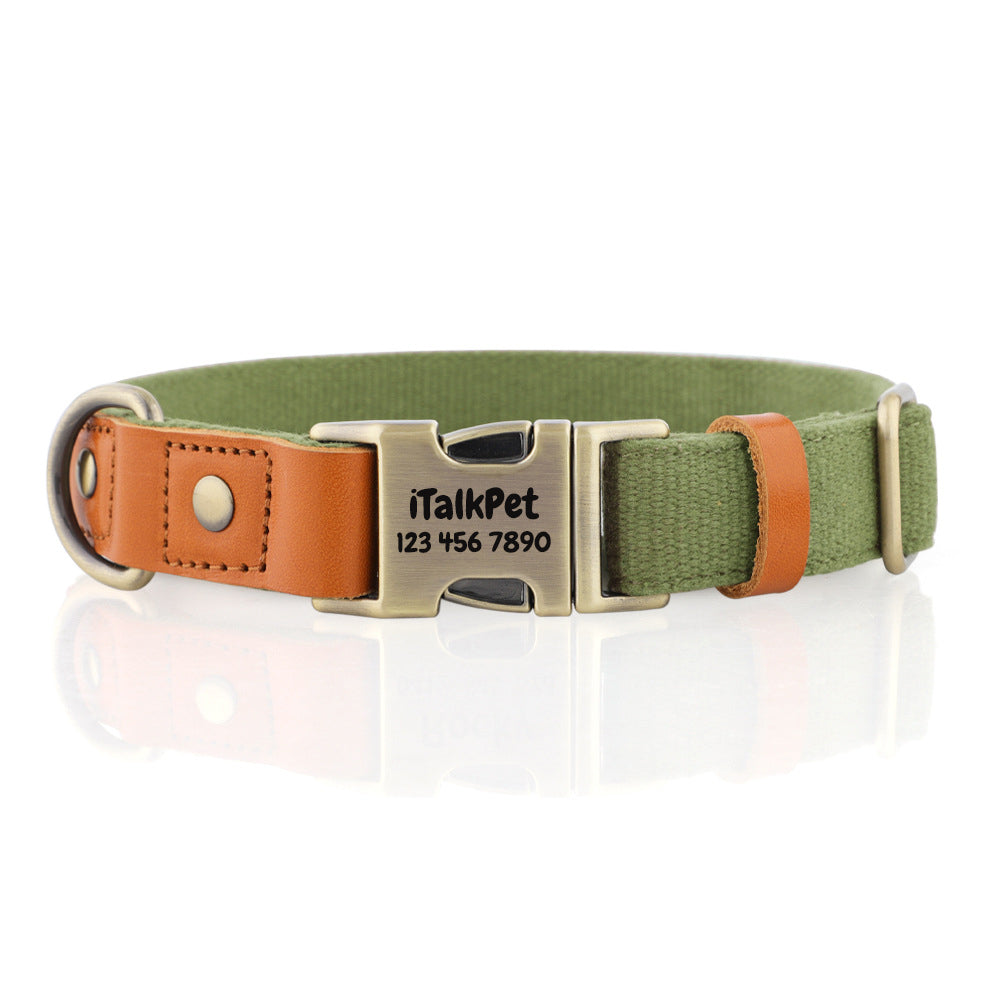 Natural Hemp Adjustable Dog Collar - Engravedable