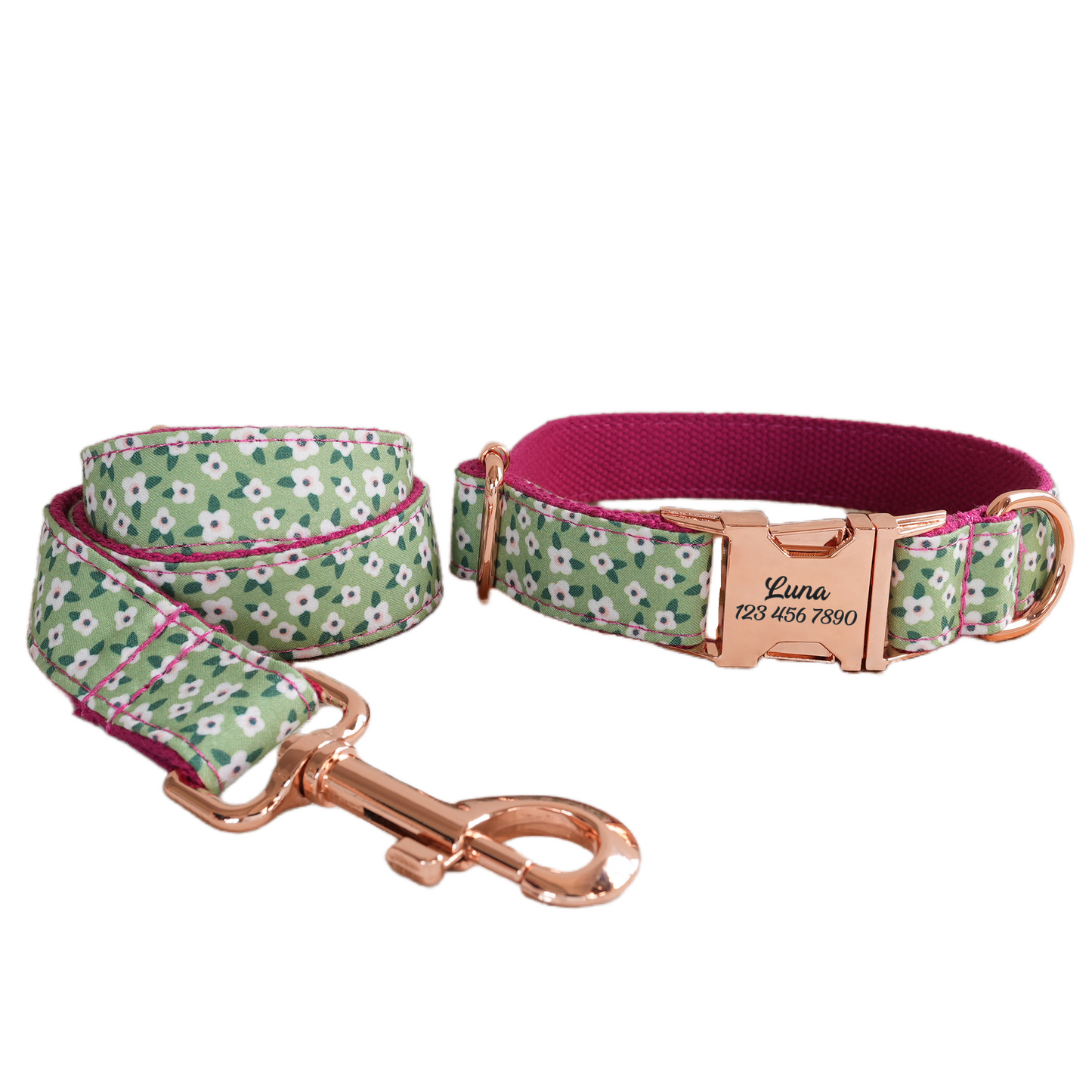 Blue Fower Custom Dog Collars, Personalized Puppy Collar, Bowtie, Leash