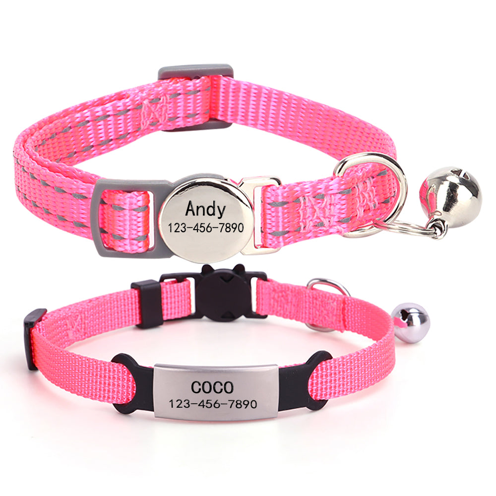 2 Pack Personalized Breakaway Cat Collar with Bell