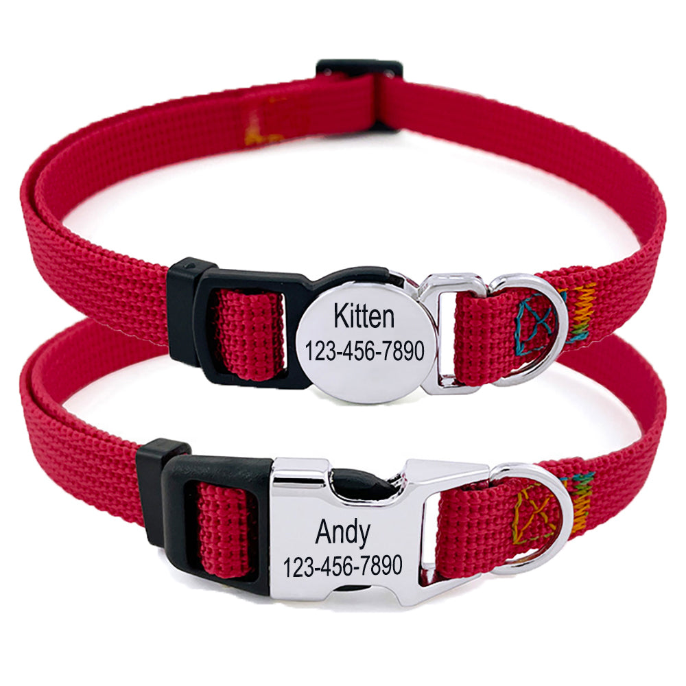 Personalized Nylon Cat Collar 2 Pack Set