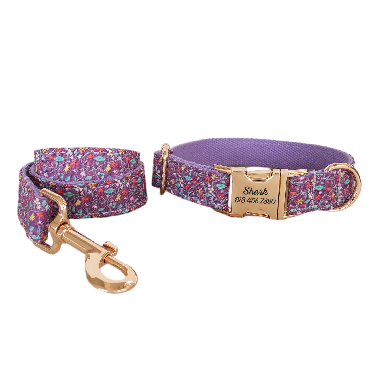 Colorful Fower Custom Dog Collars, Personalized Puppy Collar, Bowtie, Leash
