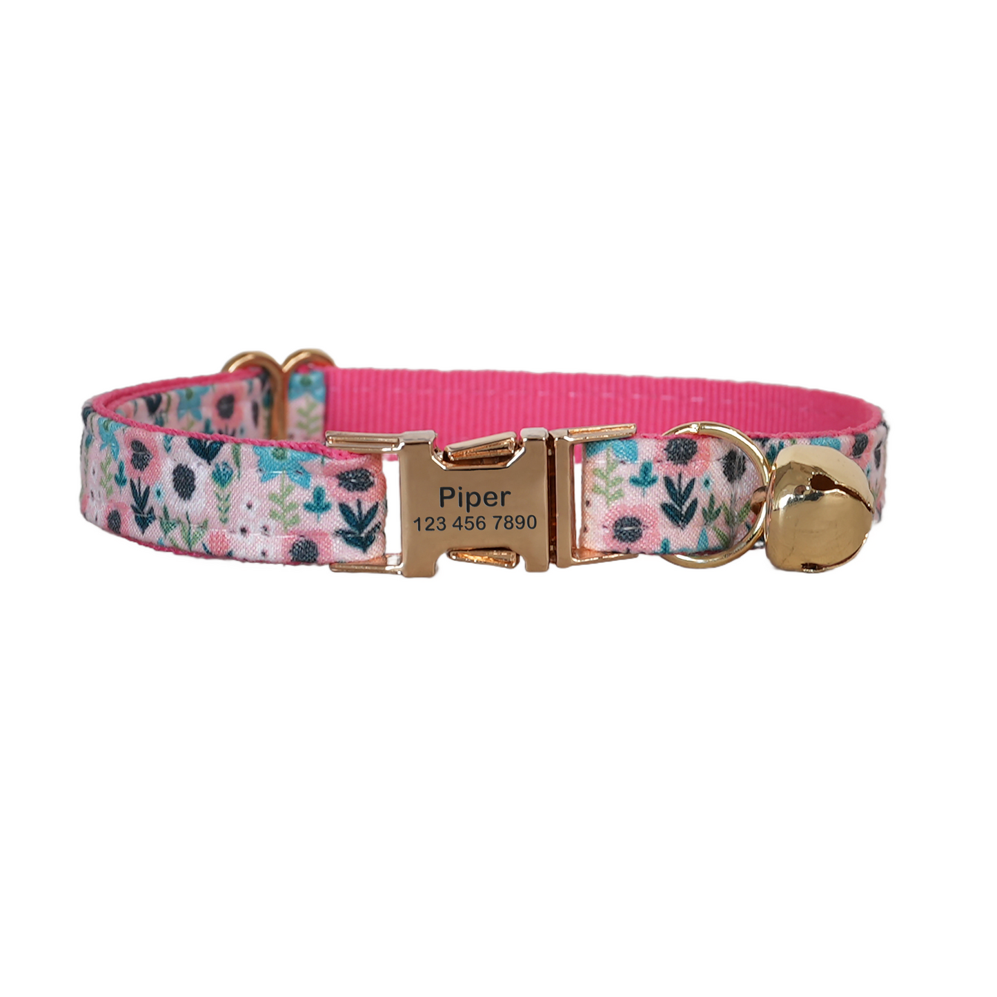 Flower Personalized Cat Collar with Bowtie Free Engraved