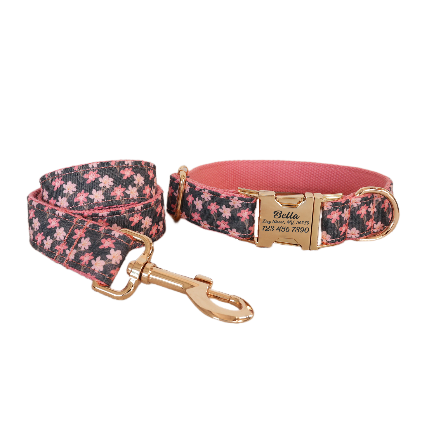 Purple Fower Personalized  Dog Collars,Custom Puppy Collar, Bowtie, Leash