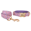 Purple Fower Personalized  Dog Collars,Custom Puppy Collar, Bowtie, Leash