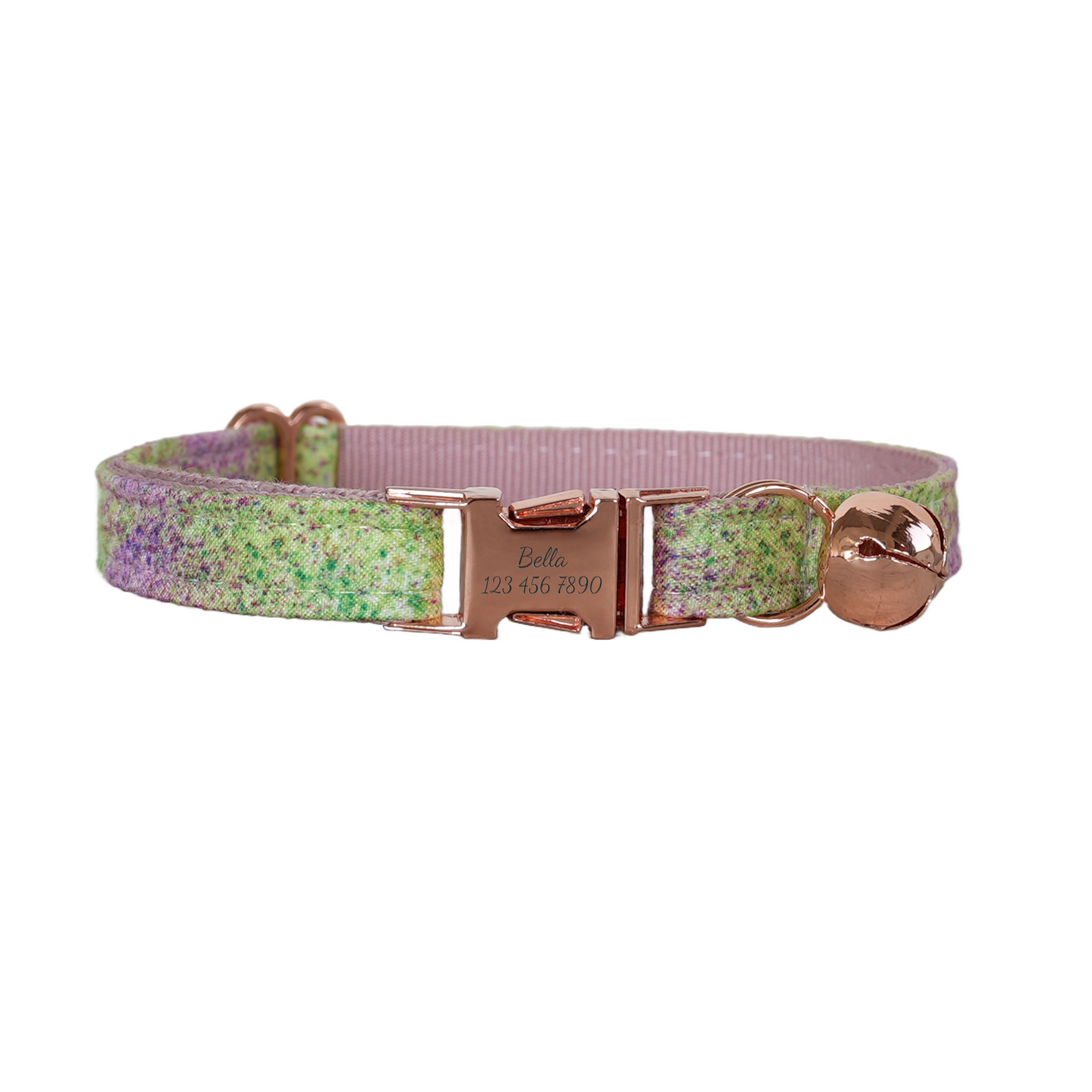 Purple Flower Personalized Cat Collar with Bowtie Free Engraved