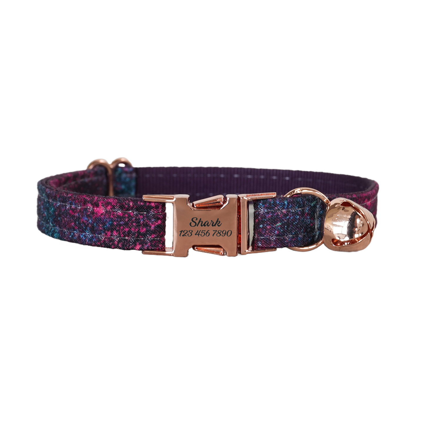 Purple Flower Personalized Cat Collar with Bowtie Free Engraved