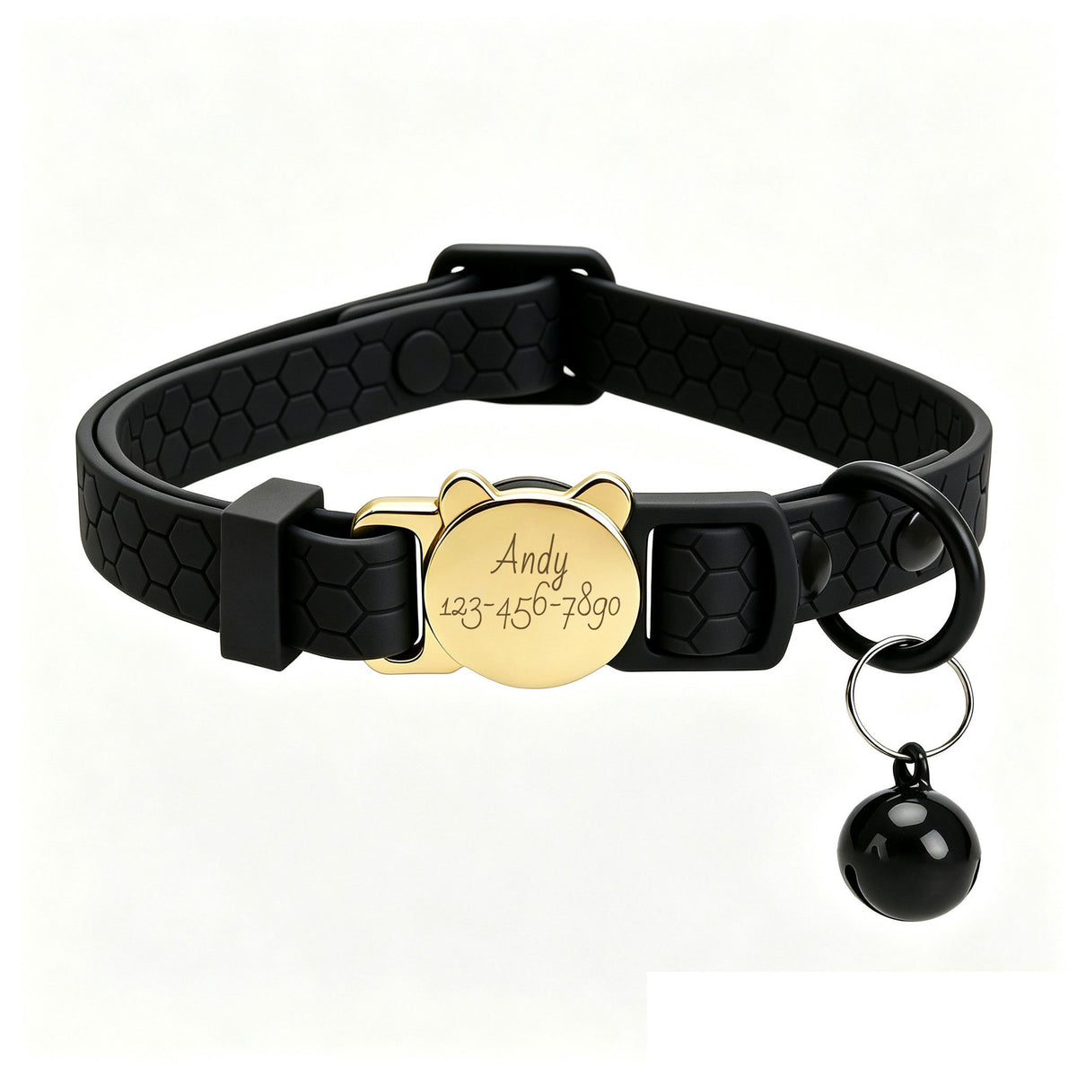 Personalized Waterproof Cat Collar with Bell & Engraved Metal Buckle