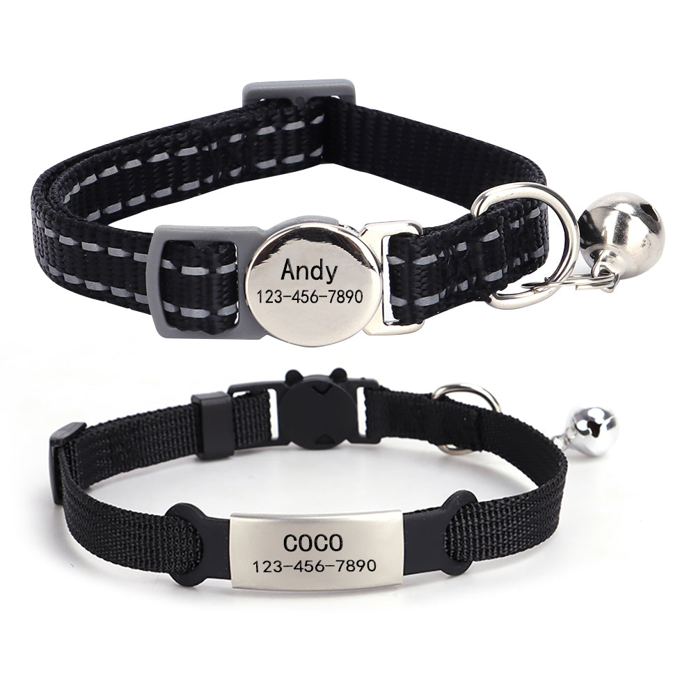 2 Pack Personalized Breakaway Cat Collar with Bell