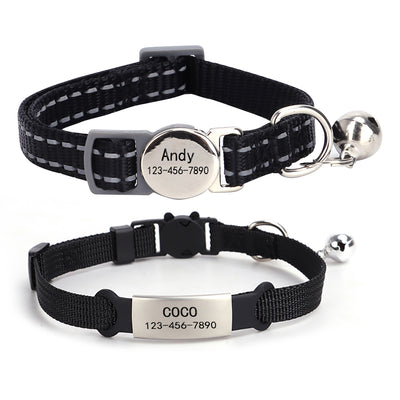 2 Pack Personalized Breakaway Cat Collar with Bell