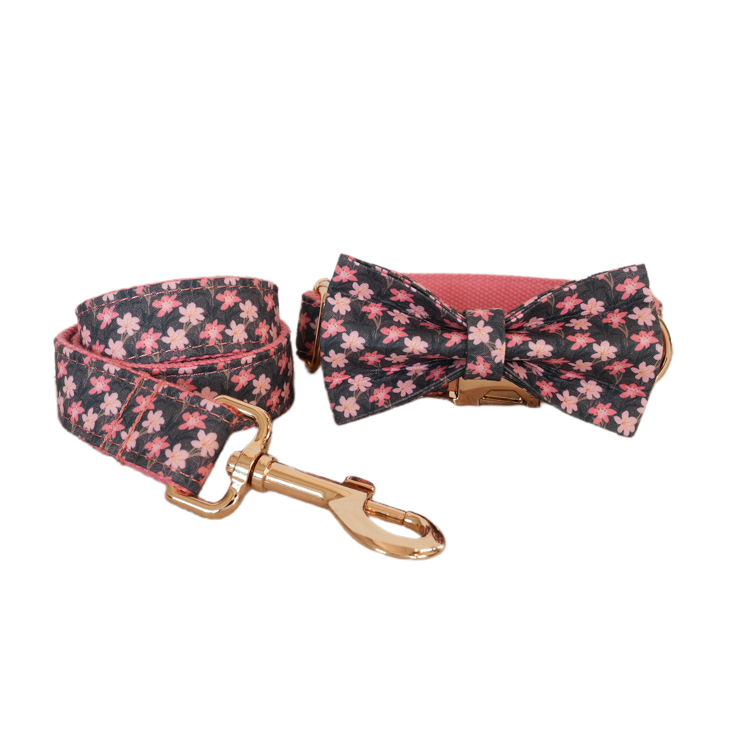 Purple Fower Personalized  Dog Collars,Custom Puppy Collar, Bowtie, Leash