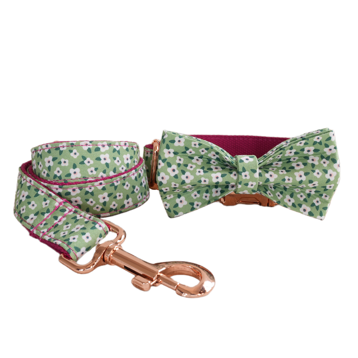 Blue Fower Custom Dog Collars, Personalized Puppy Collar, Bowtie, Leash