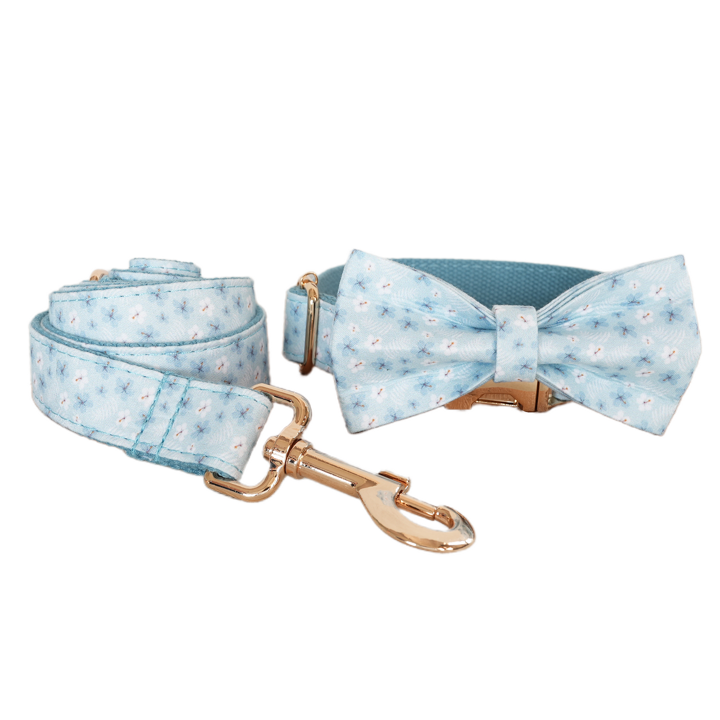 Colorful Fower Custom Dog Collars, Personalized Puppy Collar, Bowtie, Leash