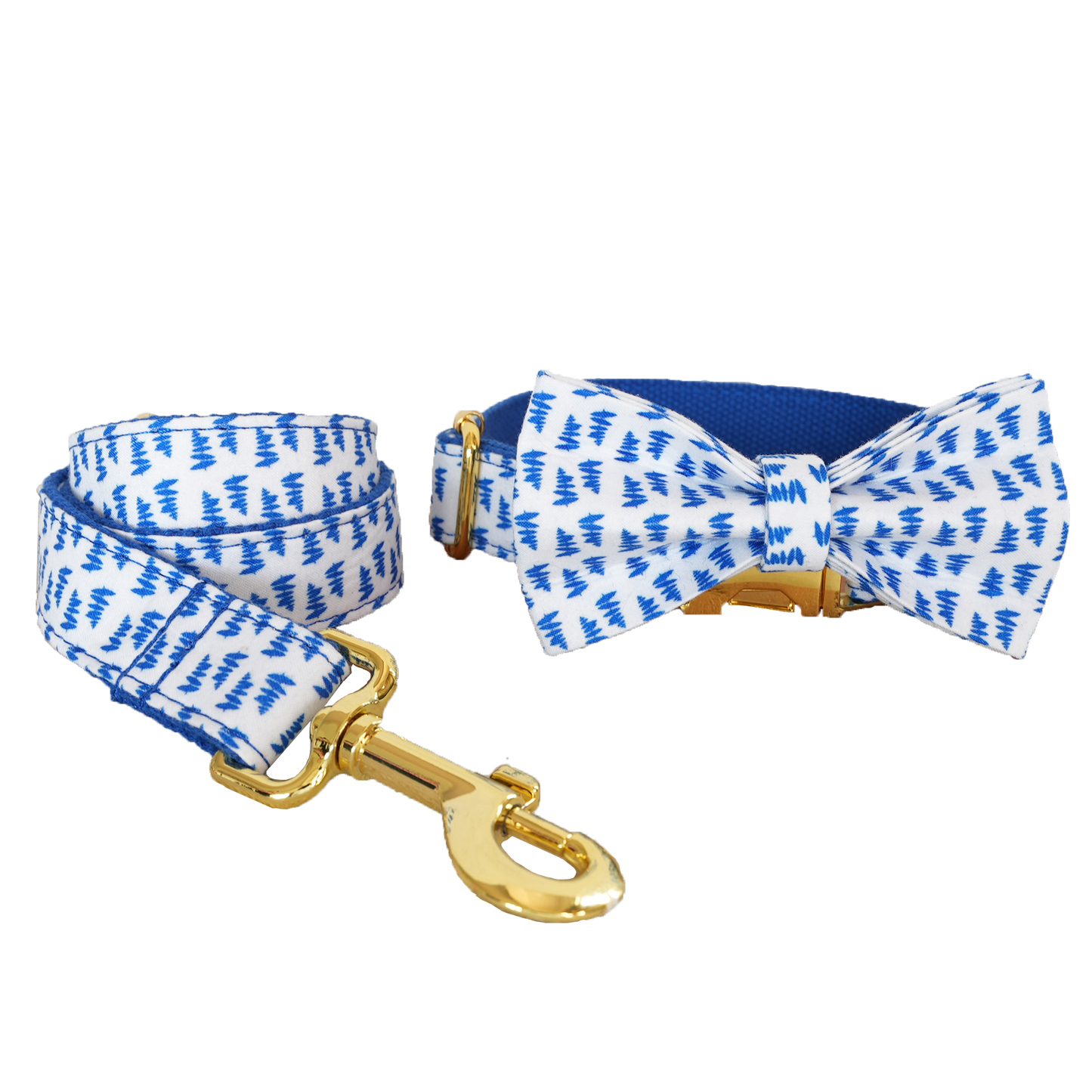 Blue Fower Custom Dog Collars, Personalized Puppy Collar, Bowtie, Leash