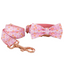 Pink Fower Custom Dog Collars, Personalized Puppy Collar, Bowtie, Leash