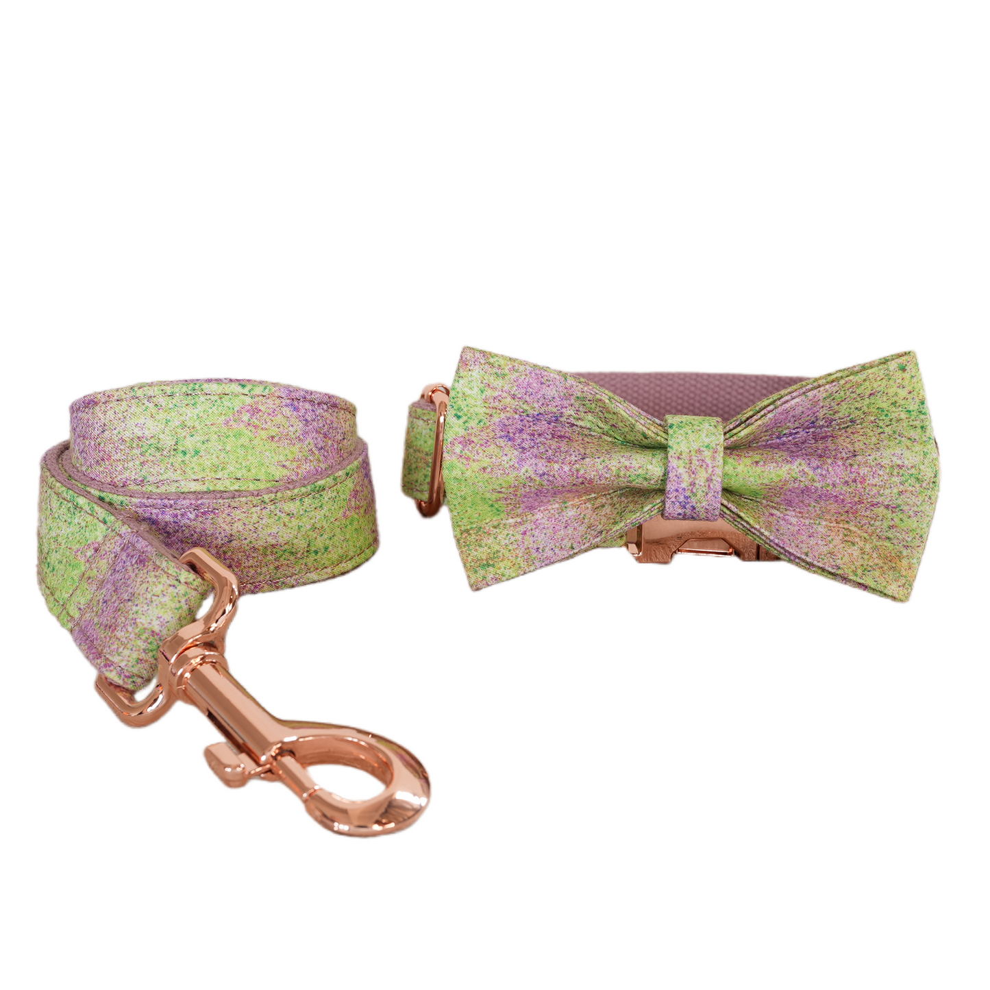 Purple Fower Personalized  Dog Collars,Custom Puppy Collar, Bowtie, Leash