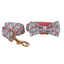 Pink Flower Personalized  Dog Collars,Custom Puppy Collar, Bowtie, Leash