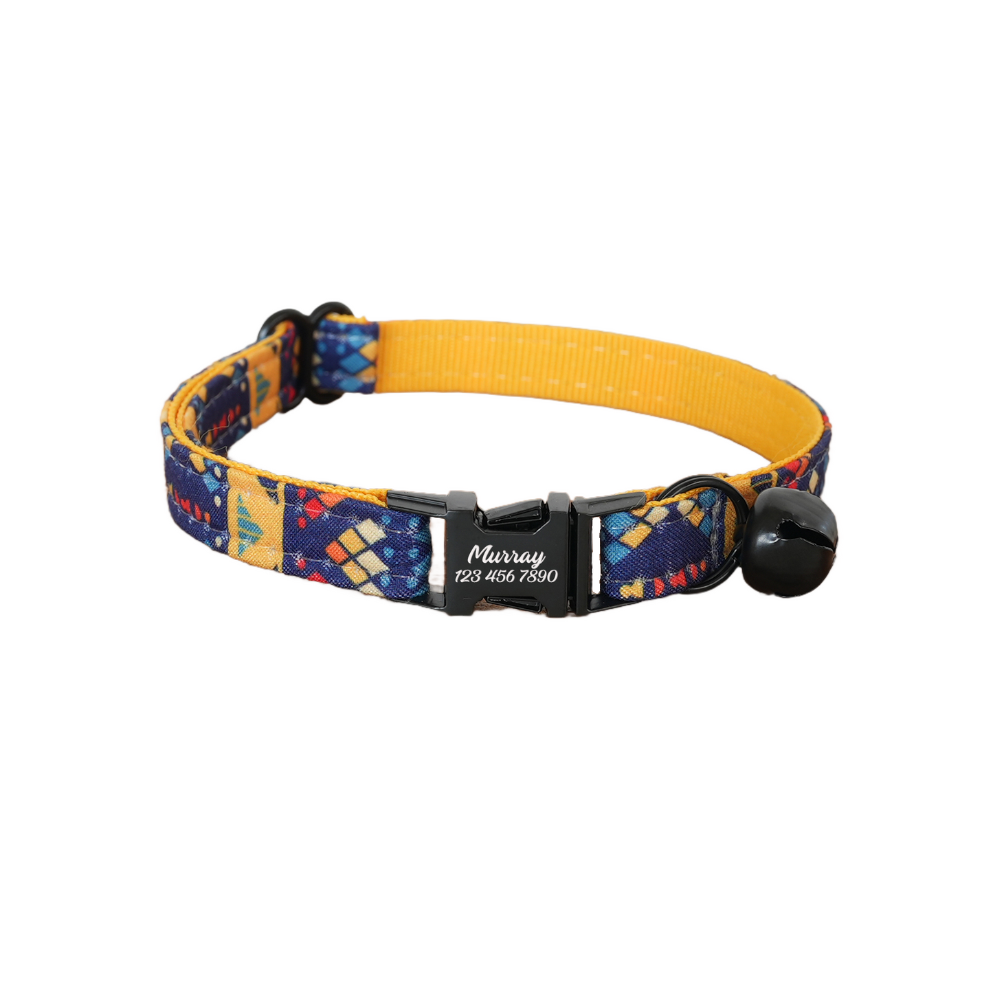 Green Flower Personalized Cat Collar with Bowtie Free Engraved