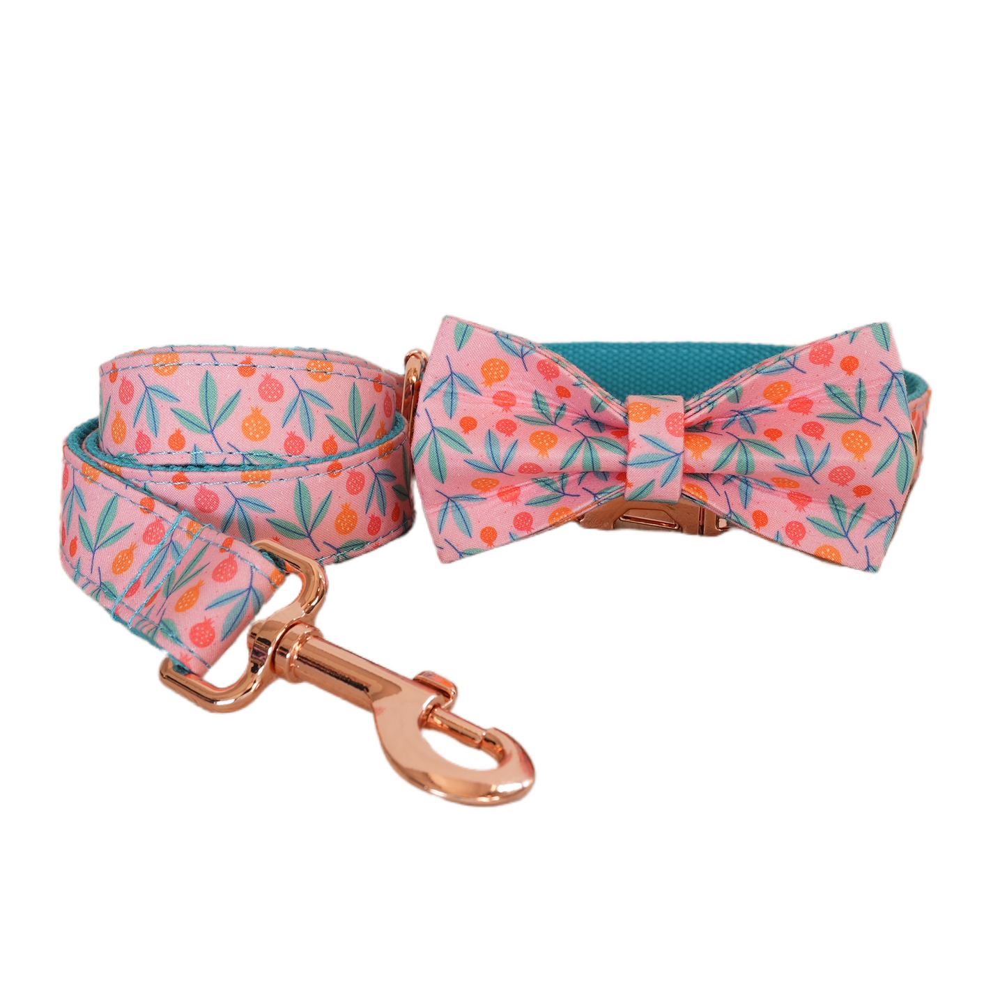 Pink Flower Personalized  Dog Collars,Custom Puppy Collar, Bowtie, Leash