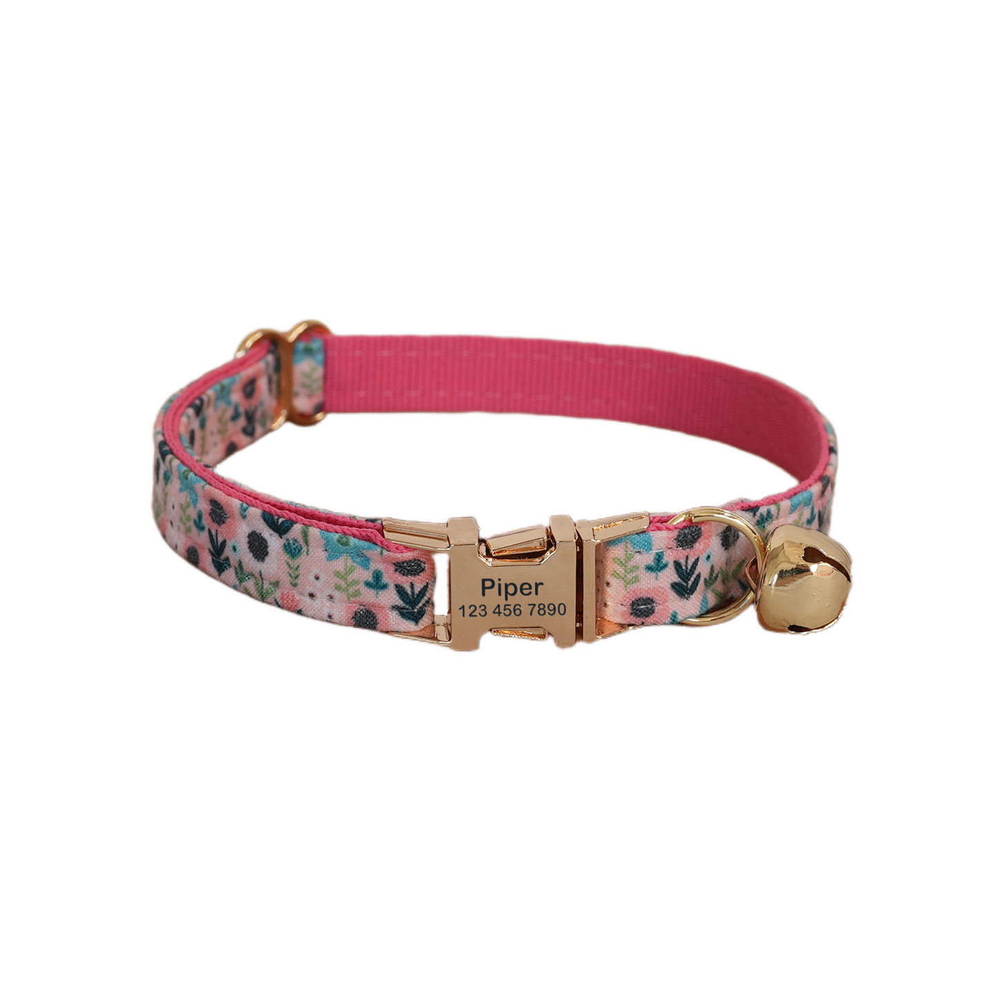 Flower Personalized Cat Collar with Bowtie Free Engraved