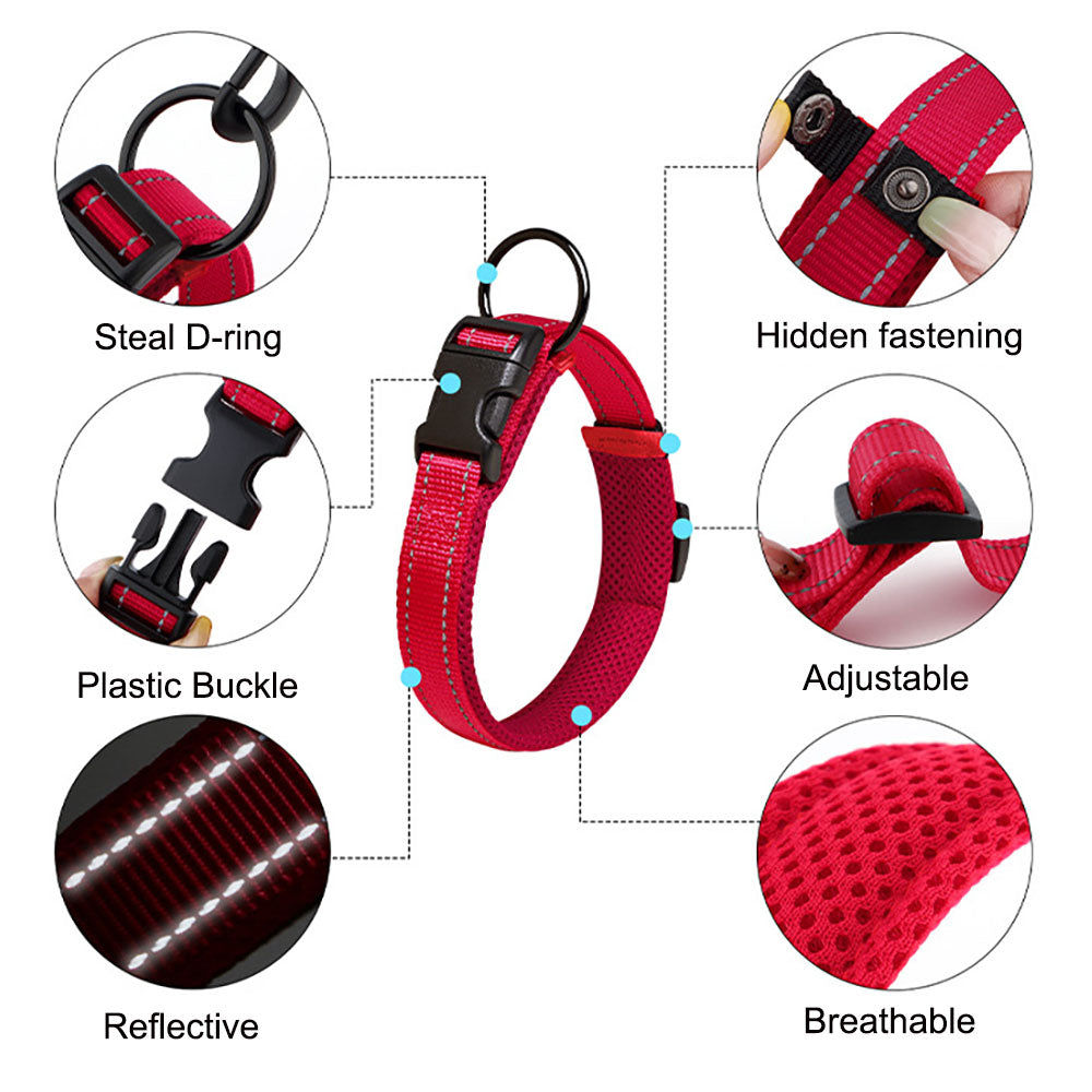 Adjustable Breathable Nylon Dog Collar with Free Engraving