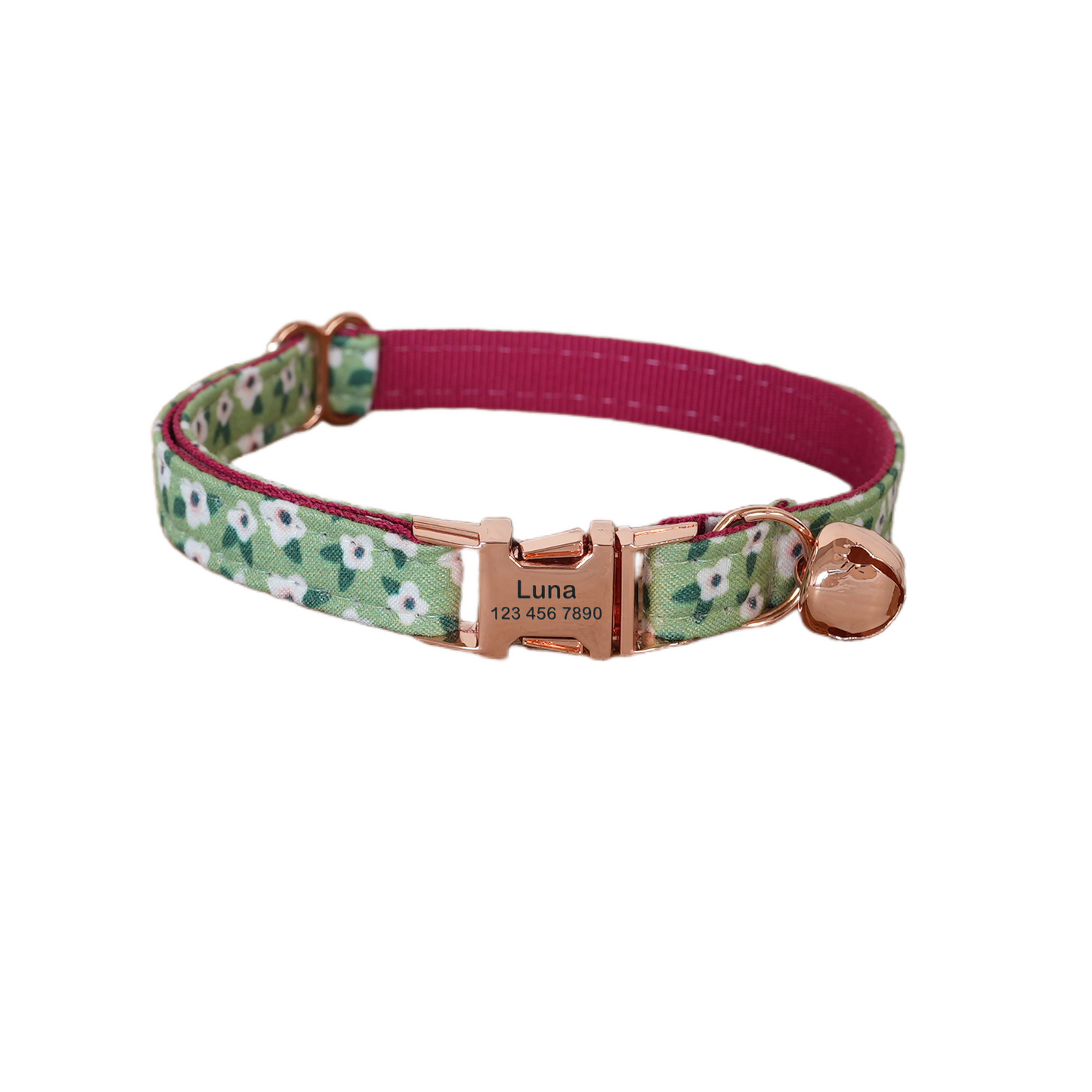 Personalized Green Cat Collar with Bowtie Free Engraved