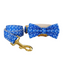 Blue Fower Custom Dog Collars, Personalized Puppy Collar, Bowtie, Leash