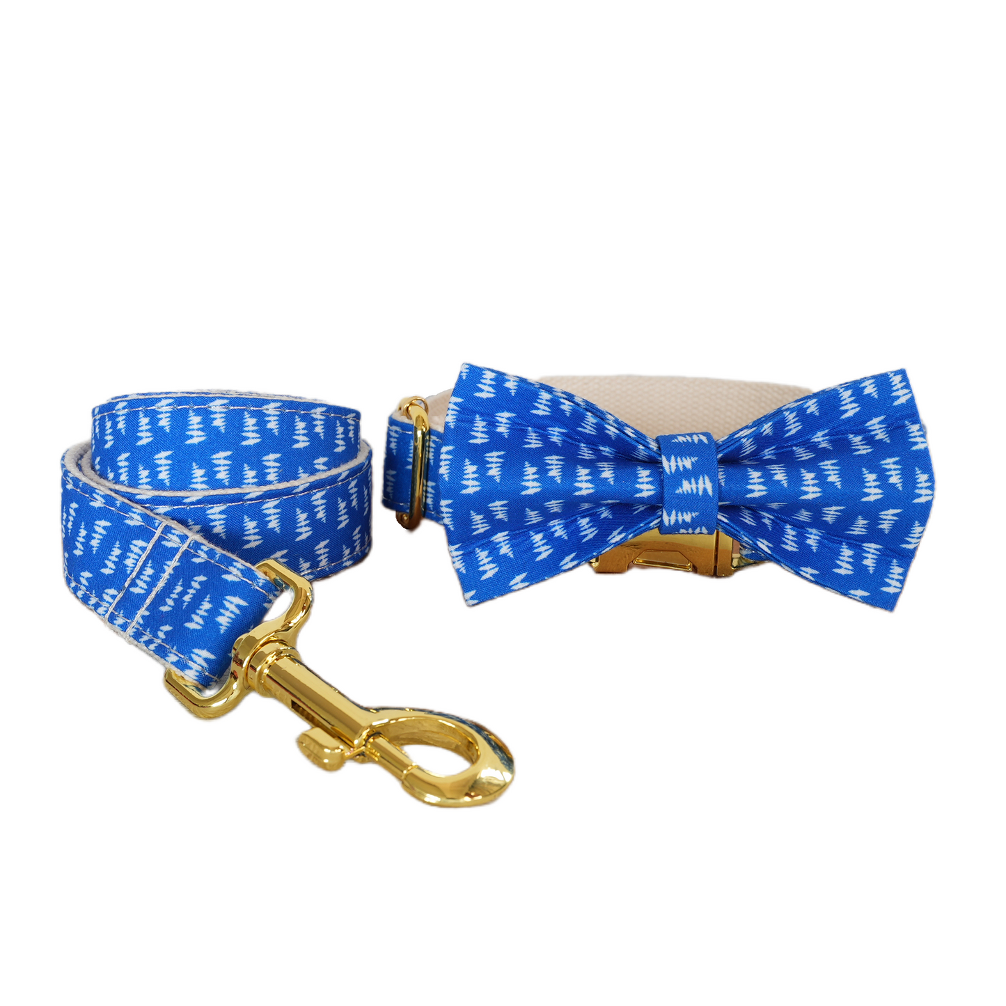 Blue Fower Custom Dog Collars, Personalized Puppy Collar, Bowtie, Leash