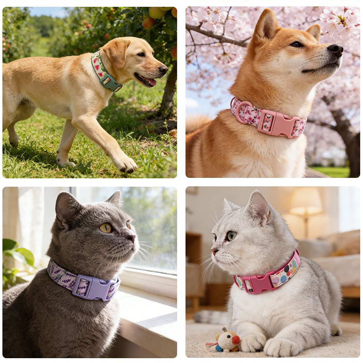 Custom Engraved Color Plastic Buckle Pet Collars - Personalized ID Collar