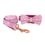 Pink Flower Personalized  Dog Collars,Custom Puppy Collar, Bowtie, Leash