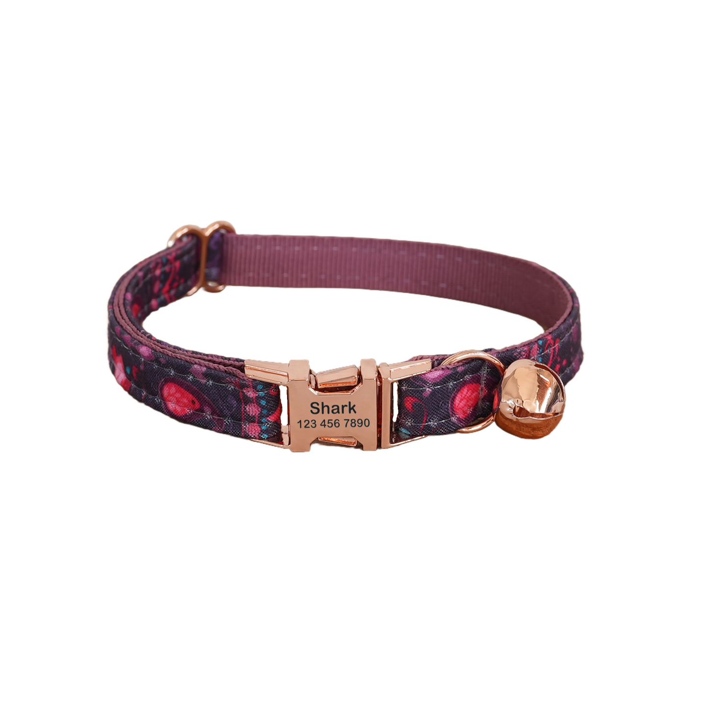 Green Flower Personalized Cat Collar with Bowtie Free Engraved