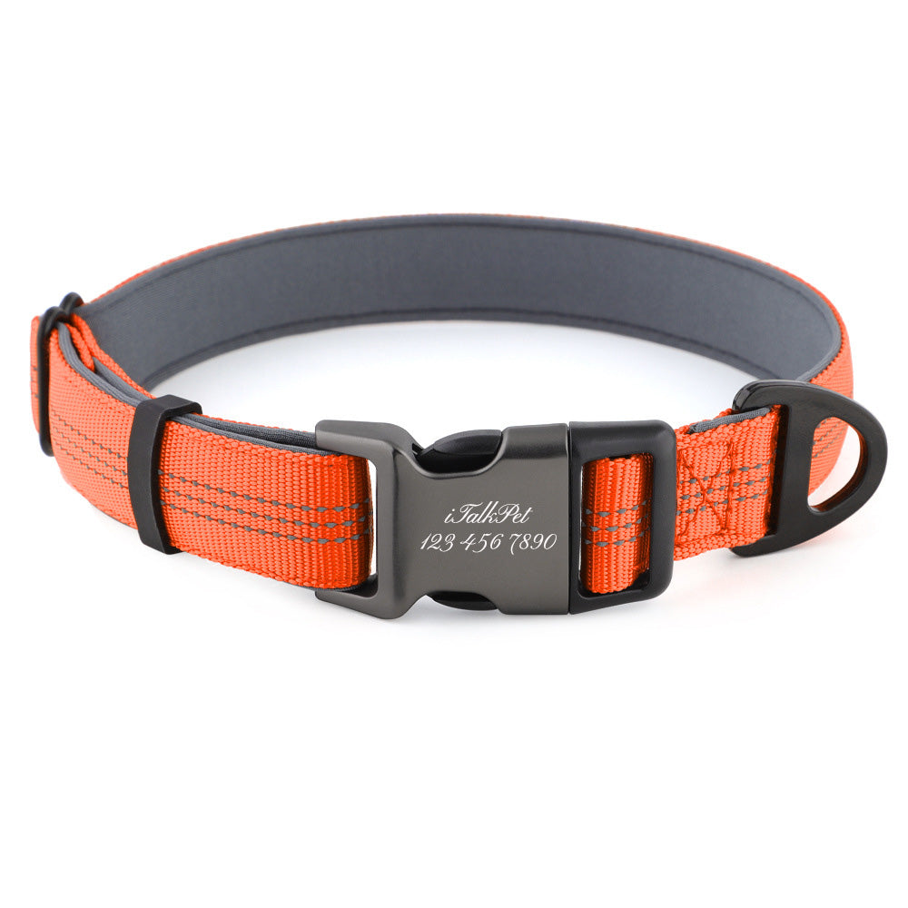 Comfortable Adjustable Reflective Dog Collar - Engravedable