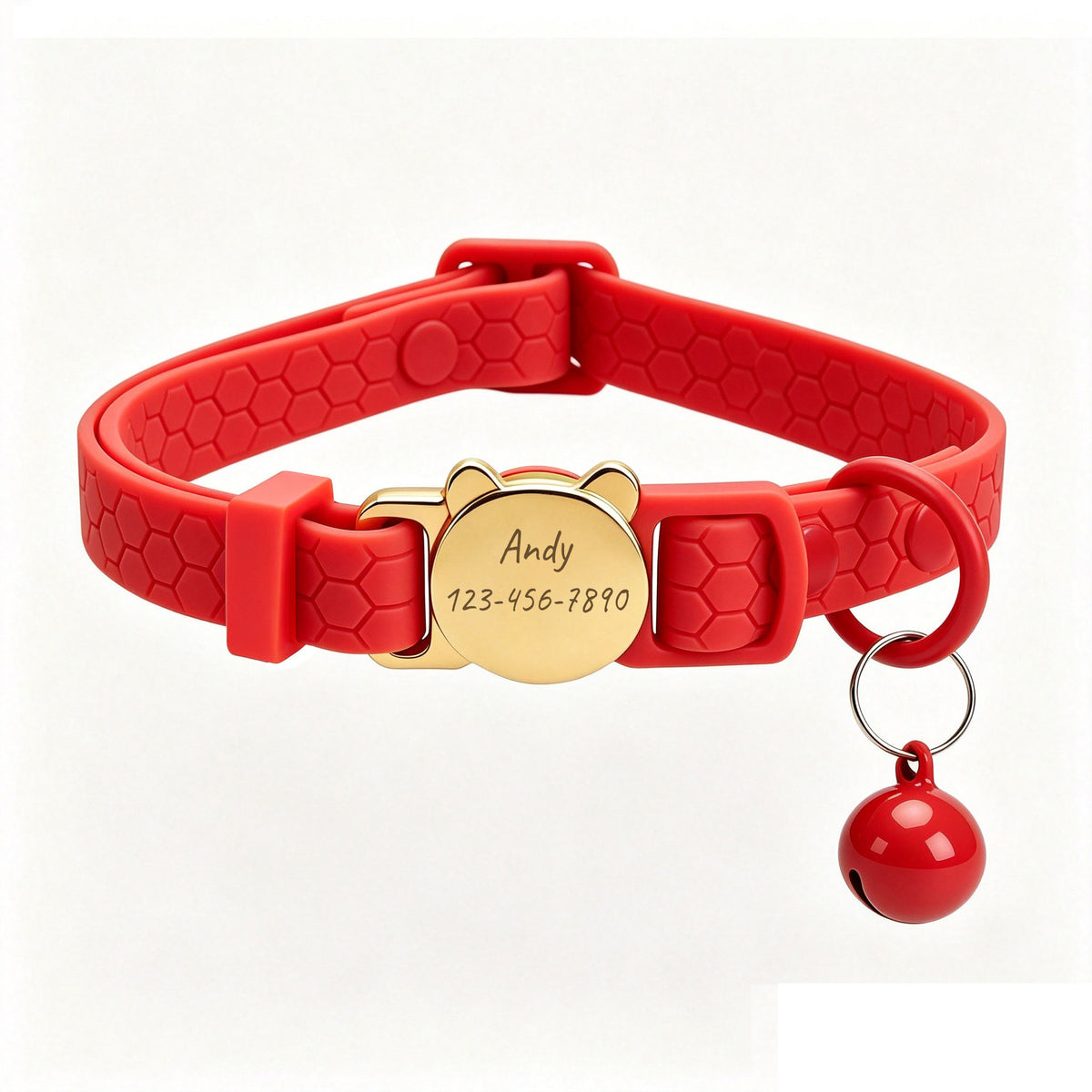Personalized Waterproof Cat Collar with Bell & Engraved Metal Buckle