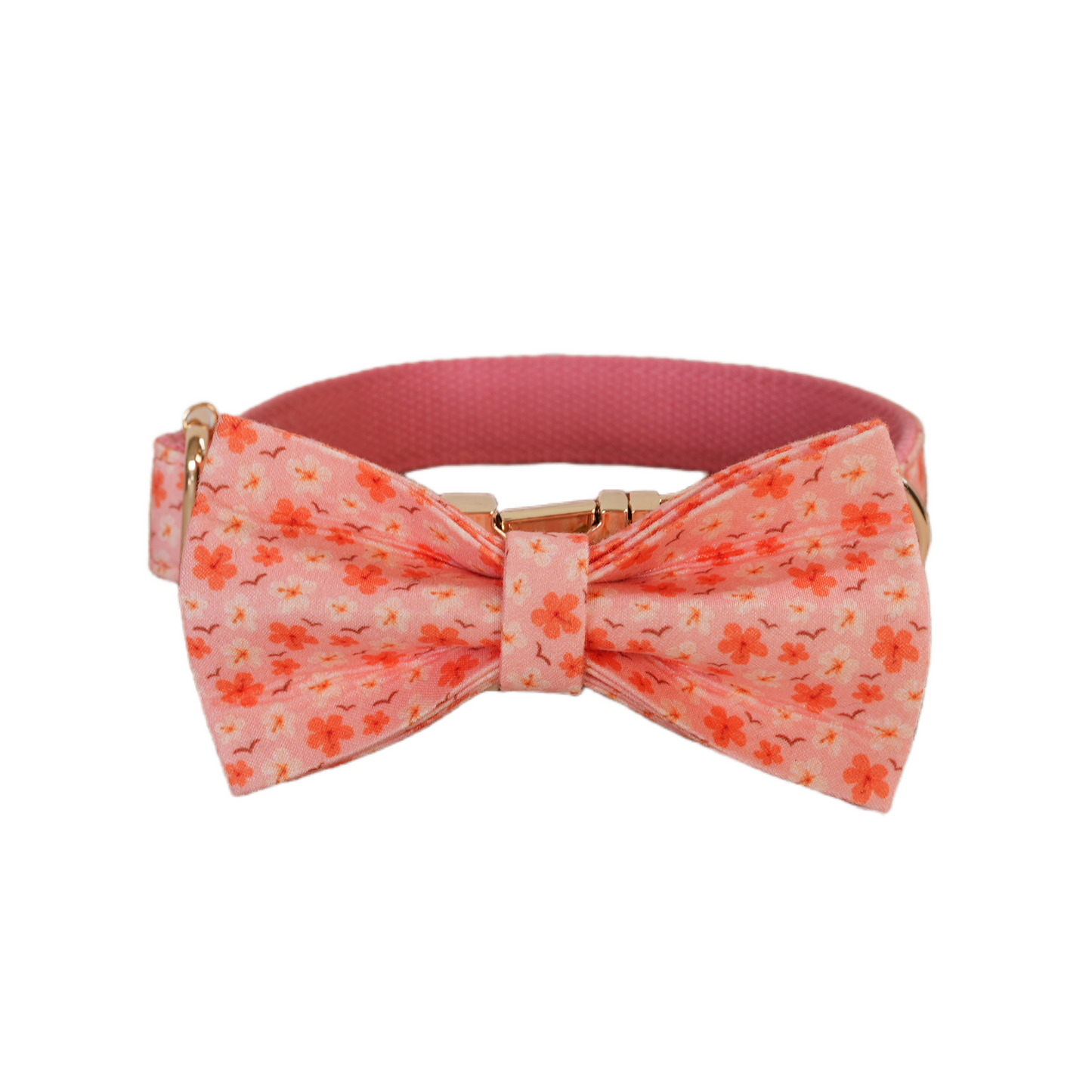 Pink Fower Custom Dog Collars, Personalized Puppy Collar, Bowtie, Leash