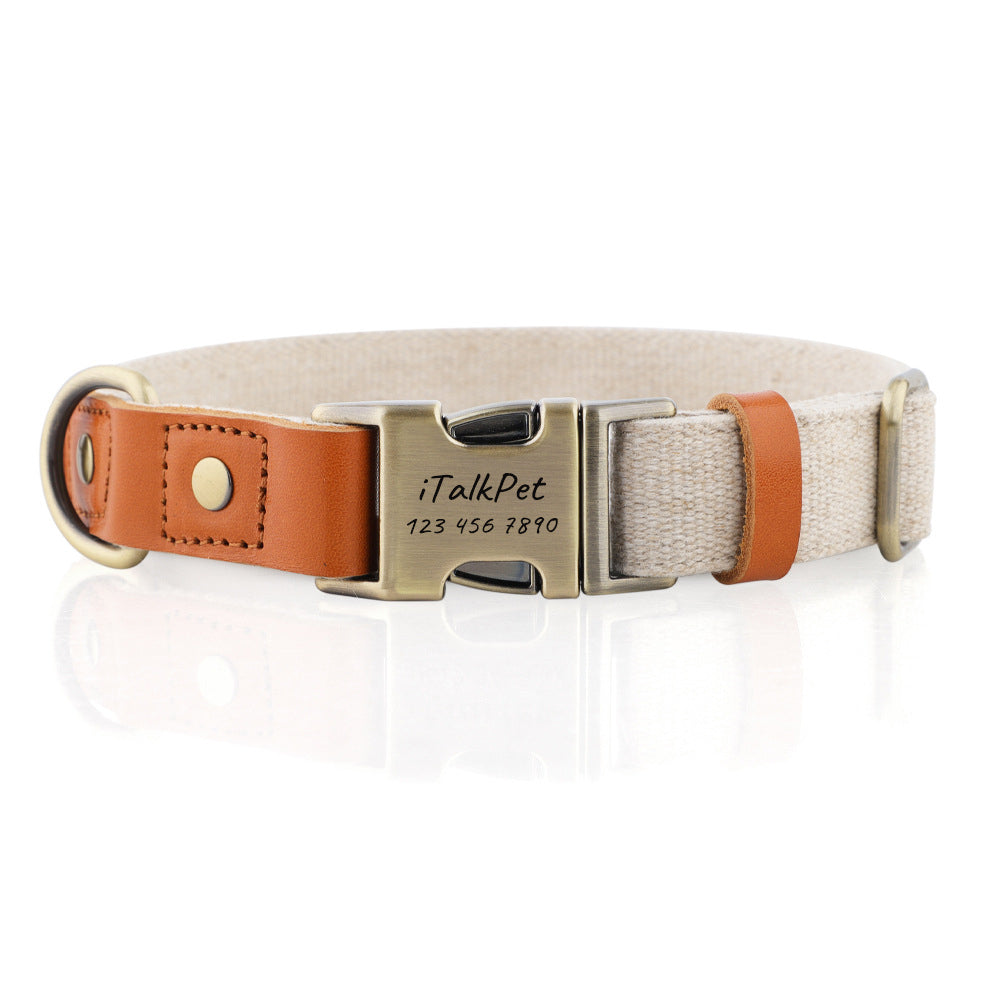 Natural Hemp Adjustable Dog Collar - Engravedable